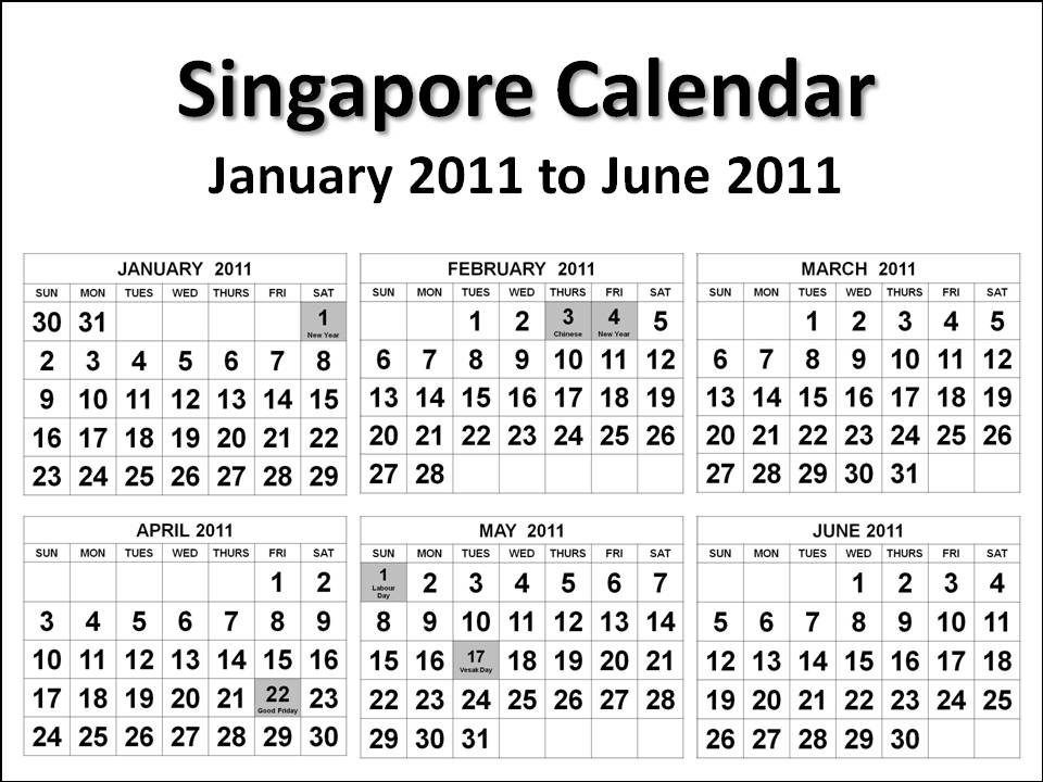 public holidays 2011 singapore. Singapore Calendars January to