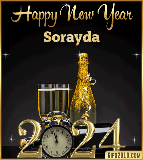 Champagne Bottles Glasses New Year 2024 gif for Sorayda