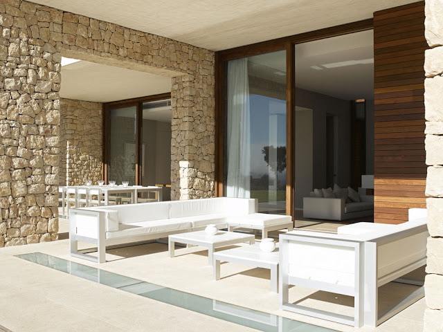 White modern furniture on the terrace