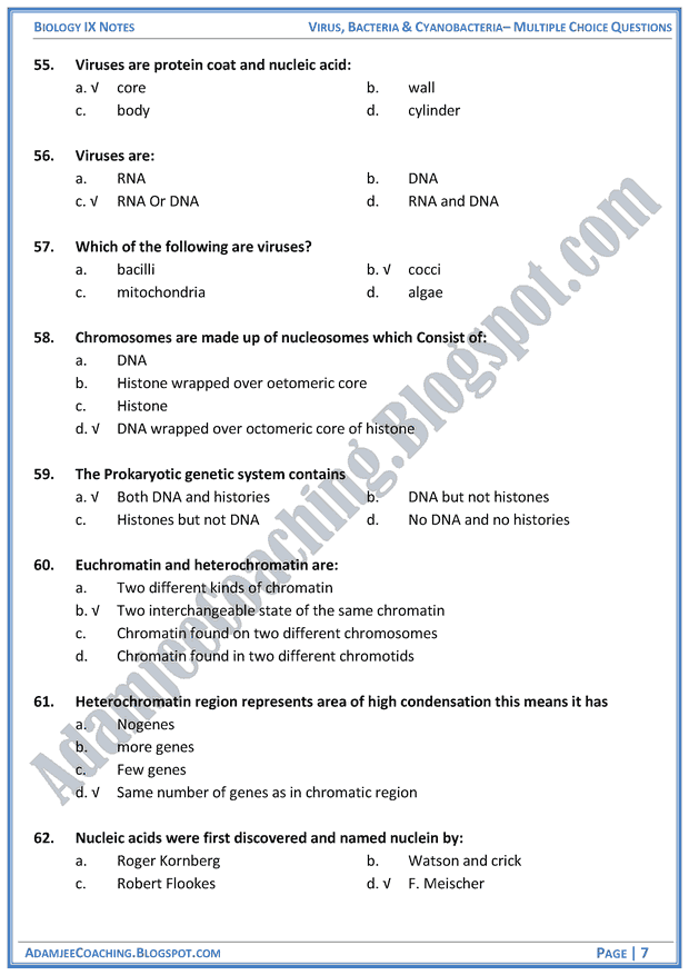 virus-bacteria-and-cyanobacteria-multiple-choice-questions-biology-notes-for-class-9th