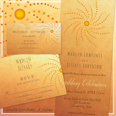 Sunset Ombre Wedding Invitation Set