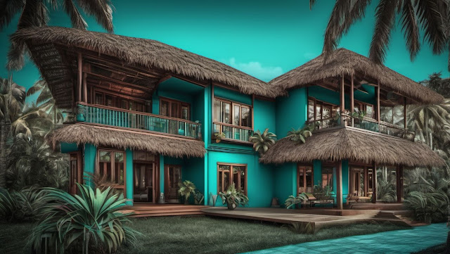 Tropical Paradise with "Coconut Husk" and "Tropical Teal"