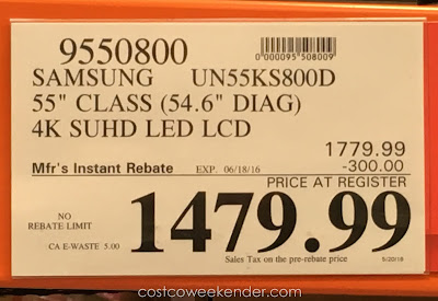 Deal for the Samsung UN55KS800D 55 inch tv at Costco