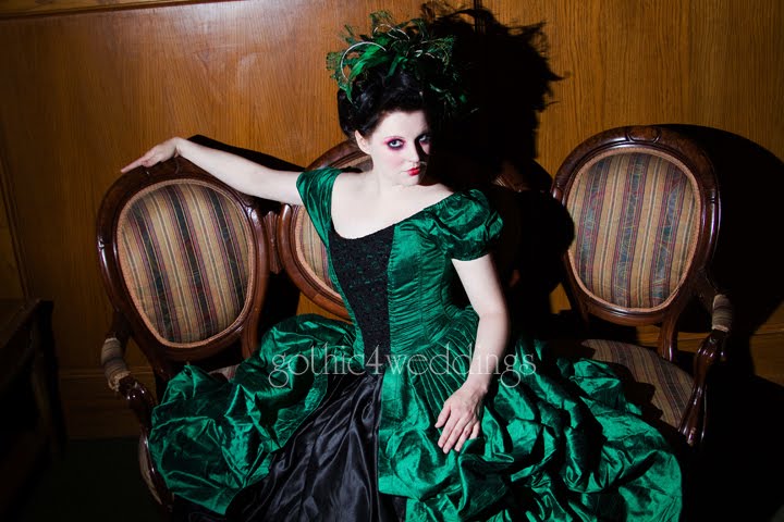 GreenBlackGothicWeddingDressesPictures