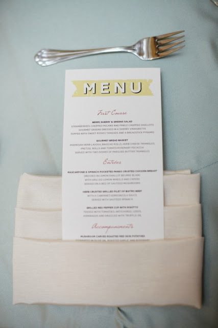 Simple Menu Card Design Photo via Sweet Chic Events