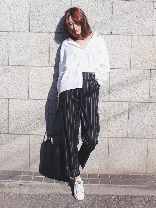 Relaxed Pinstriped Trousers