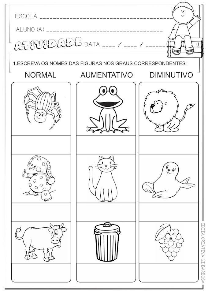 Ditado Sobre os Graus dos Substantivos - 2º Ano do Fundamental