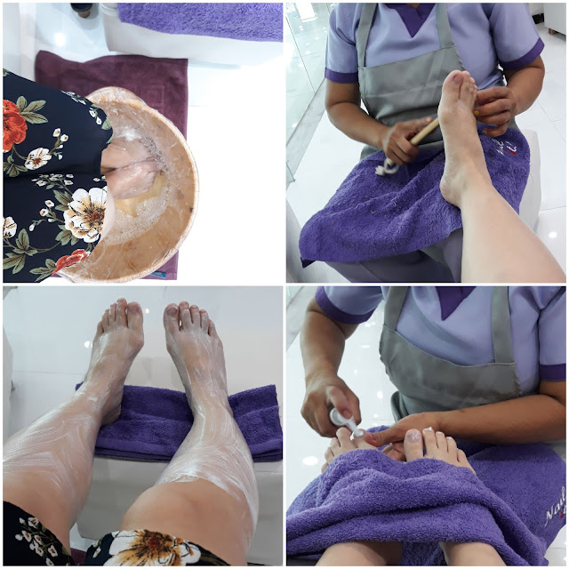 Pampering Feet.    It was foot spa and pedicure.