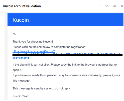 Xac nhan mail Kucoin