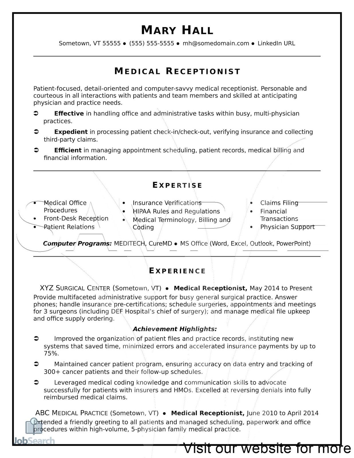 Entry level healthcare administration resume examples