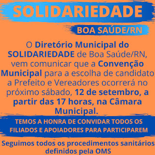 Convenção do Solidariedade será neste sábado