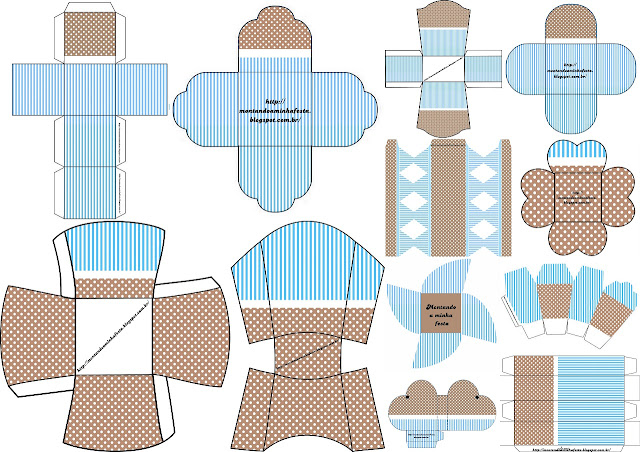 Brown and Light Blue: Free Printable Boxes.