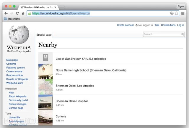 Find 'nearby' Wikipedia pages