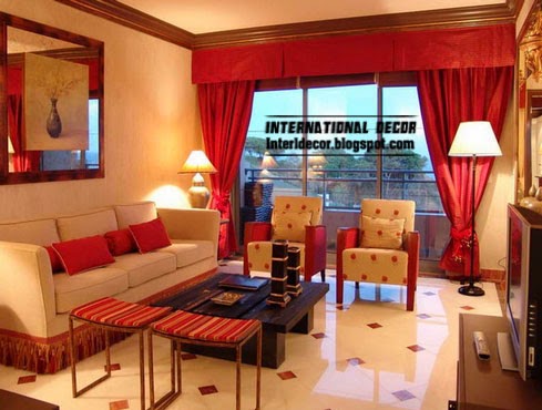 red curtains, red valance curtain for classic interior design