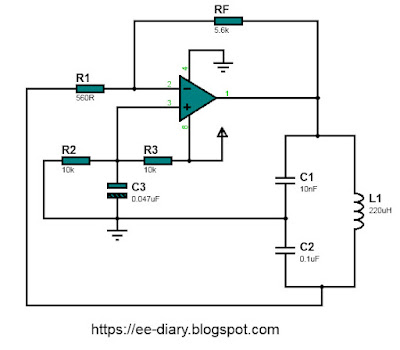 op-amp colpitts oscillator with component values