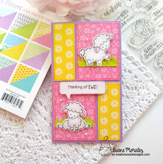 Thinking of ewe by Diane features Spring Blooms, Baa, Land Borders, and Speech Bubbles by Newton's Nook Designs; #inkypaws, #newtonsnook,#springcards, #thinkingofyoucards, #cardmaking,#sheepcards