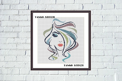 Women beauty abstract modern cross stitch hand embroidery pattern - Tango Stitch