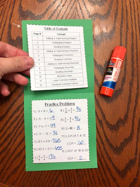 7th Grade Math Number Sense Booklet