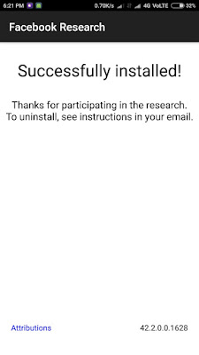 Successfully Installed Facebook Research App