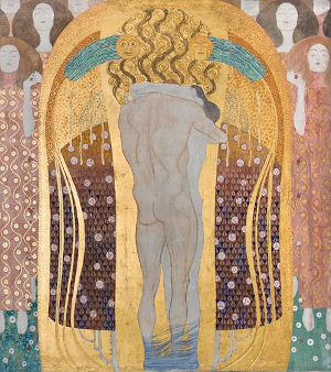Detail of Hymn to joy - Beethoven freize, by Gustav Klimt
