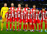 CLUB ATLÉTICO DE MADRID. Temporada 2021-22. Jan Oblak, Felipe, Savic, Kondogbia, Reinildo. Renan Lodi, Marcos Llorente, Antoine Griesmann, Vrsaljko, Koke y Joao Félix. MANCHESTER CITY F. C. 1 CLUB ATLÉTICO DE MADRID 0 Martes 05/04/2022, 21:00 horas. Liga de Campeones de la UEFA, cuartos de final, partido de ida. Manchester, Inglaterra, Reino Unido, Etihad City of Manchester Stadium: 52.018 espectadores. GOLES: 1-0: 70’, Kevin De Bruyne.