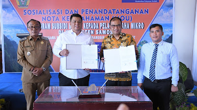 Bupati Samosir dengan Bank Sumut Tandatangani MoU Program Subsidi Bunga Pinjaman Pelaku UMKM