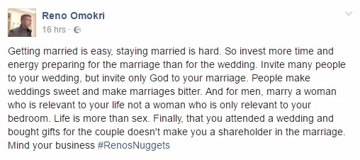 Getting Married Is Easy But Staying Married Is Hard-Remo Omokri