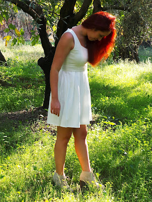 Redhead, Choies, Choiesclothes,outfit,white,white dress,dress,heart,open back winter, 2013, 2014