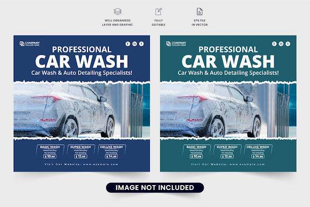 Vehicle washing service template vector free download