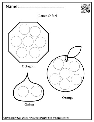 Letter O dot markers free preschool coloring pages ,learn alphabet ABC for toddlers