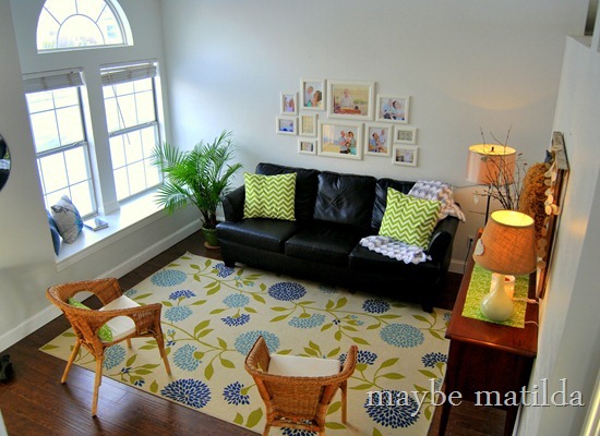 Blue, Green, Gray living room