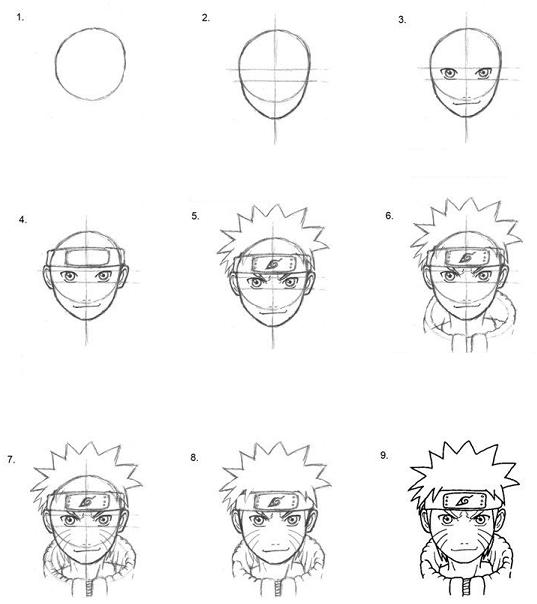 Como Dibujar a Naruto Uzumaki Paso a Paso [ TUTORIAL + IMAGENES ]
