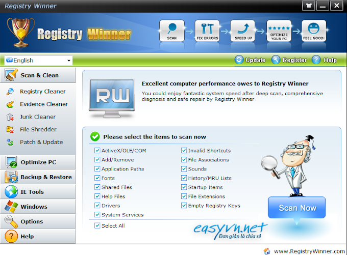 Registry Winner 6.4.10.12 | Sửa chữa lỗi Registry và tốc đô