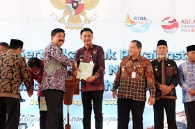 PJ Bupati Sambut Kunker Menteri ATR/BPN, Marsekal (Purn) Hadi Tjahjanto di Candi Muara Jambi 