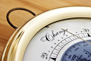 A compass shows the needle pointing to the word "change"