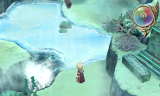 Garnet crosses a patch of ice in Great Crag, an area in The Legend of Legacy.