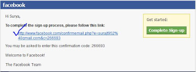 facebook Email confirmation