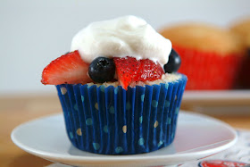 Red White and Blue-Berry Shortcake Cupcakes