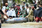 Naik Perahu Karet, Pangdam Dampingi Gubsu Salurkan Bantuan Korban Bencana di Sergai