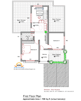 185 Square Meter (2000 Sq. Ft.) House Plan & Elevation