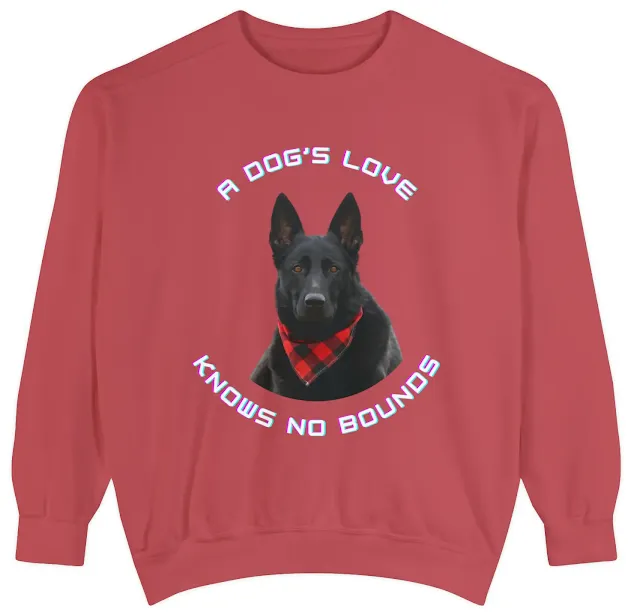 Garment-Dyed Sweatshirt Garment-Dyed Sweatshirt for Men and Women With Long Hair German Shepherd Female Next to Short Hair German Shepherd Male and Caption Grow Cooler