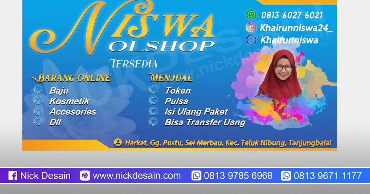 Contoh Desain  banner Spanduk Olshop Biru Gold Percetakan  