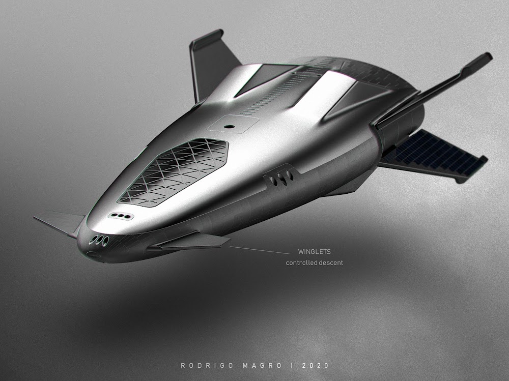 SpaceX orbital shuttle concept by Rodrigo Magro - winglets
