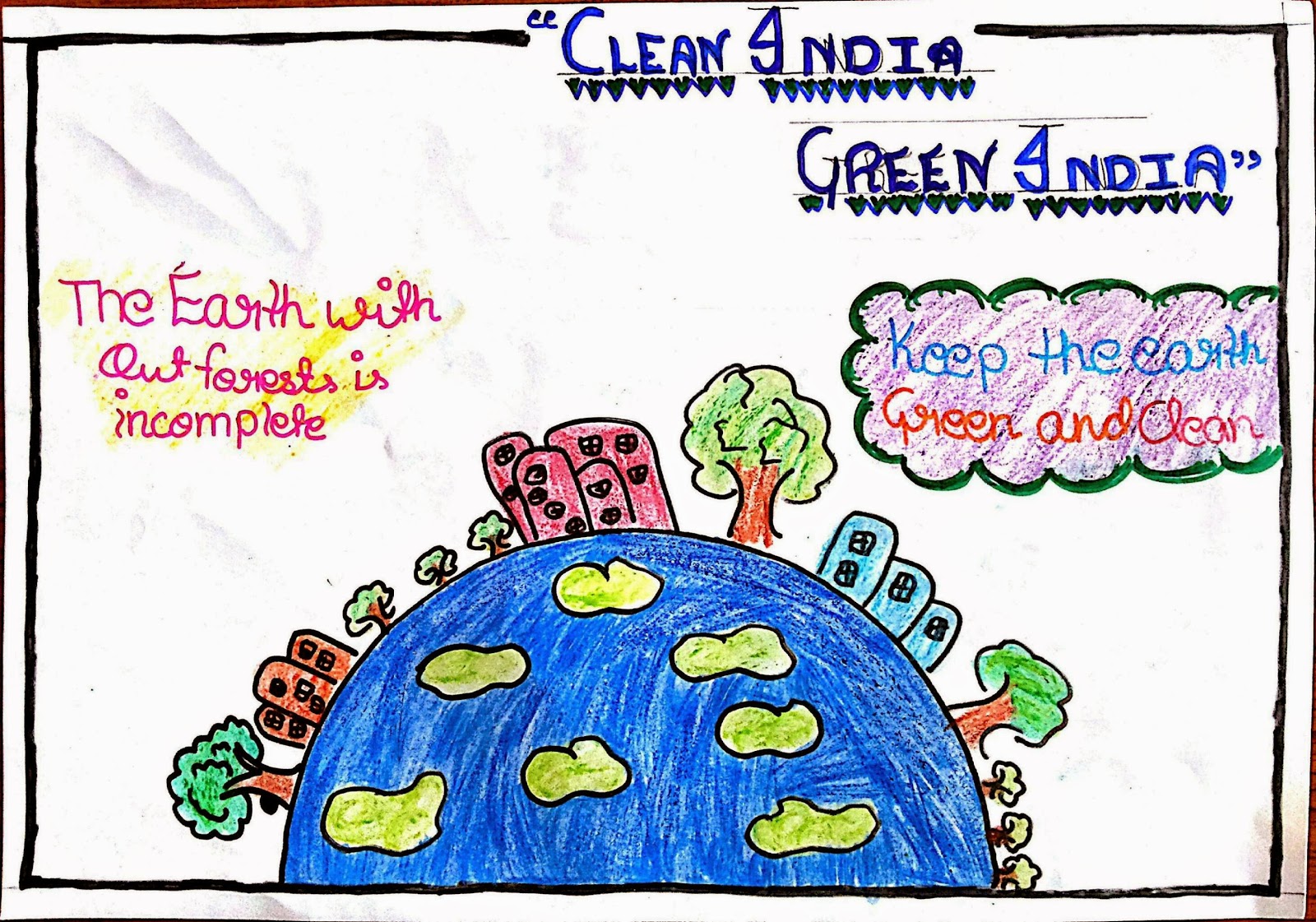 Clean India green India poster drawing | Swachh Bharat abhiyan poster drawing  easy | Poster drawing, India poster, Easy drawings