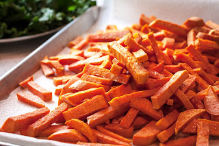 It is almost impossible for me to say "no" to a plate of  sweet potato or yam fries.