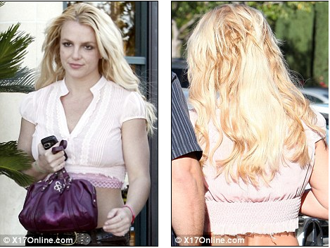 Not a good look: Britney Spears is famous for having bad hair extensions