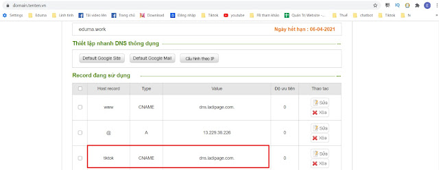 trỏ tên miền phụ cấu hình loại cname