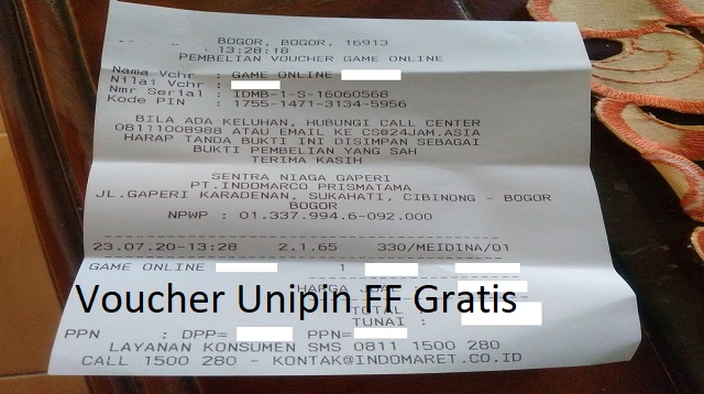 Voucher Unipin FF Gratis