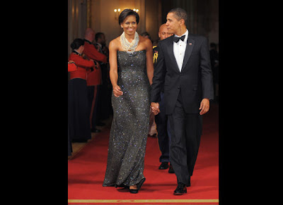 Michelle Obama Fashion Slideshow on Barack And Michelle Obama At Their First Official White House Dinner