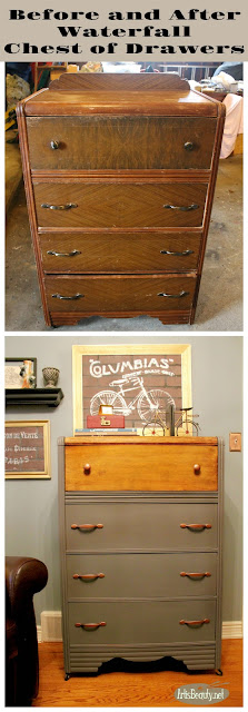 before and after two toned vintage waterfall chest of drawers wood and painted dresser makeover general finishes 